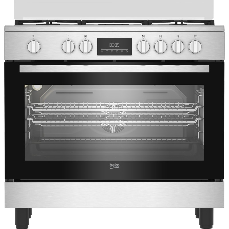 Cocina Beko BGM11226EX, Gas Inox 90Cm Ho