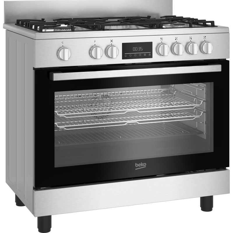 Cocina Beko BGM11226EX, Gas Inox 90Cm Ho
