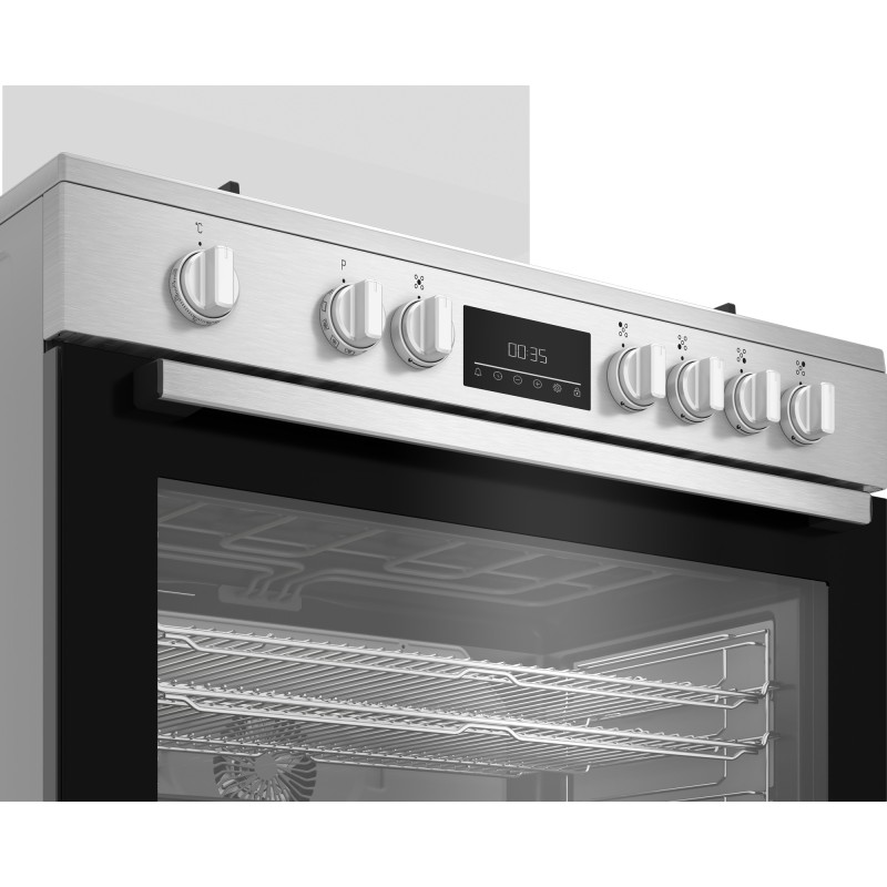Cocina Beko BGM11226EX, Gas Inox 90Cm Ho