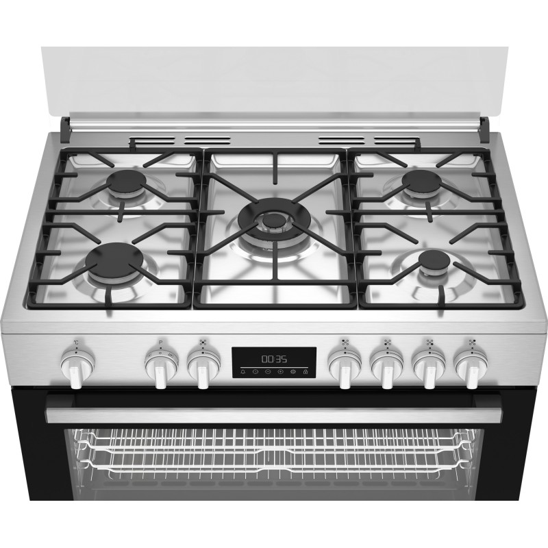 Cocina Beko BGM11226EX, Gas Inox 90Cm Ho