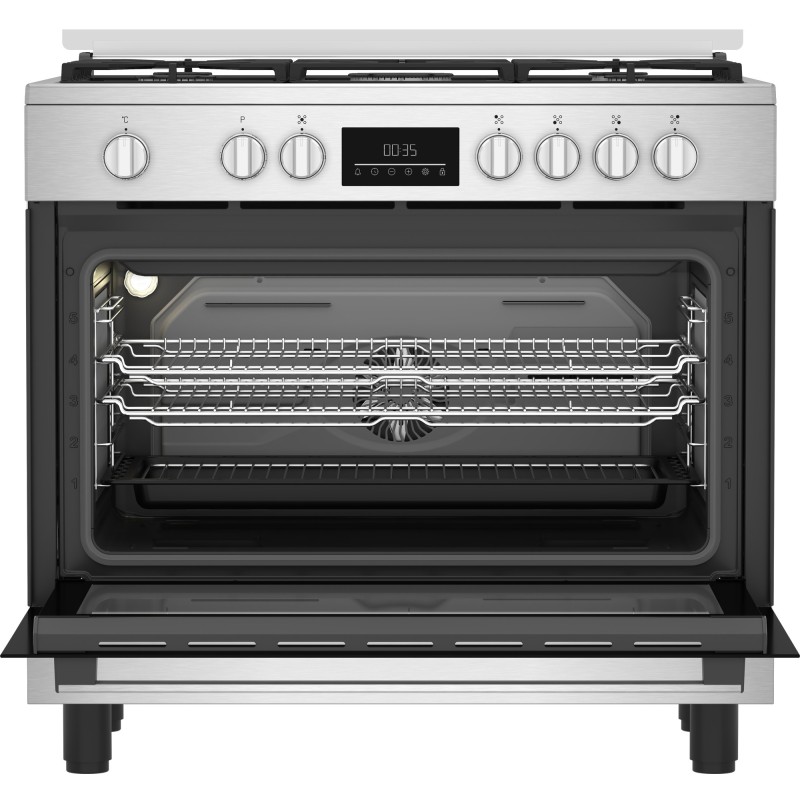 Cocina Beko BGM11226EX, Gas Inox 90Cm Ho