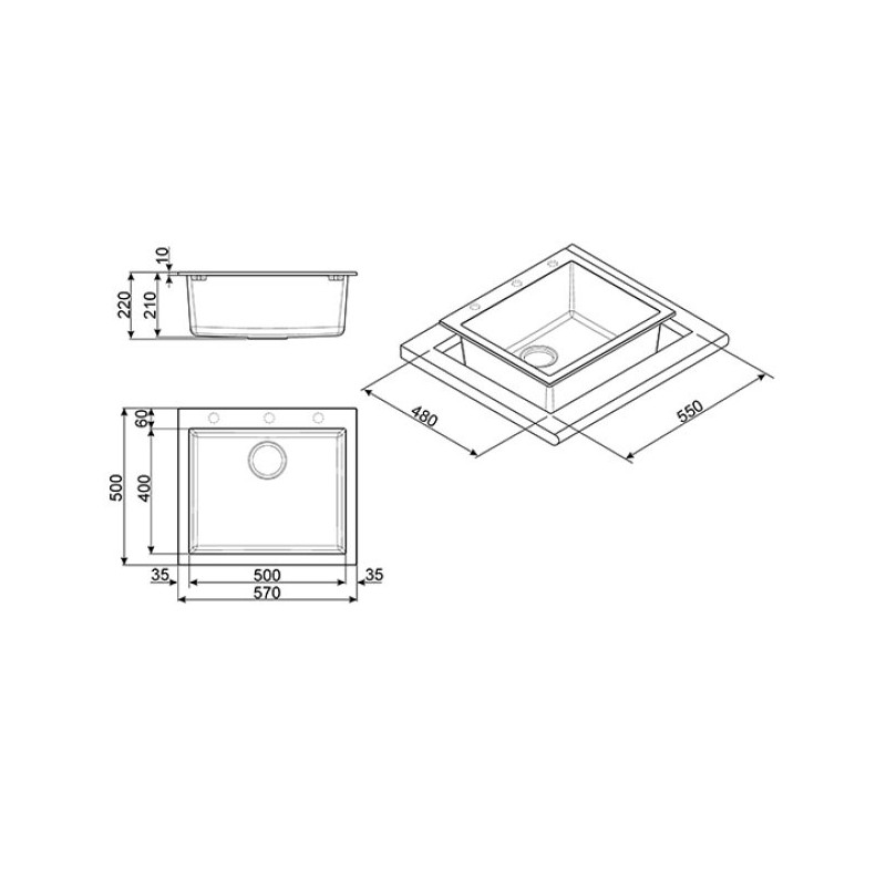 Fregadero Smeg VZ57B,  Granito, Composit