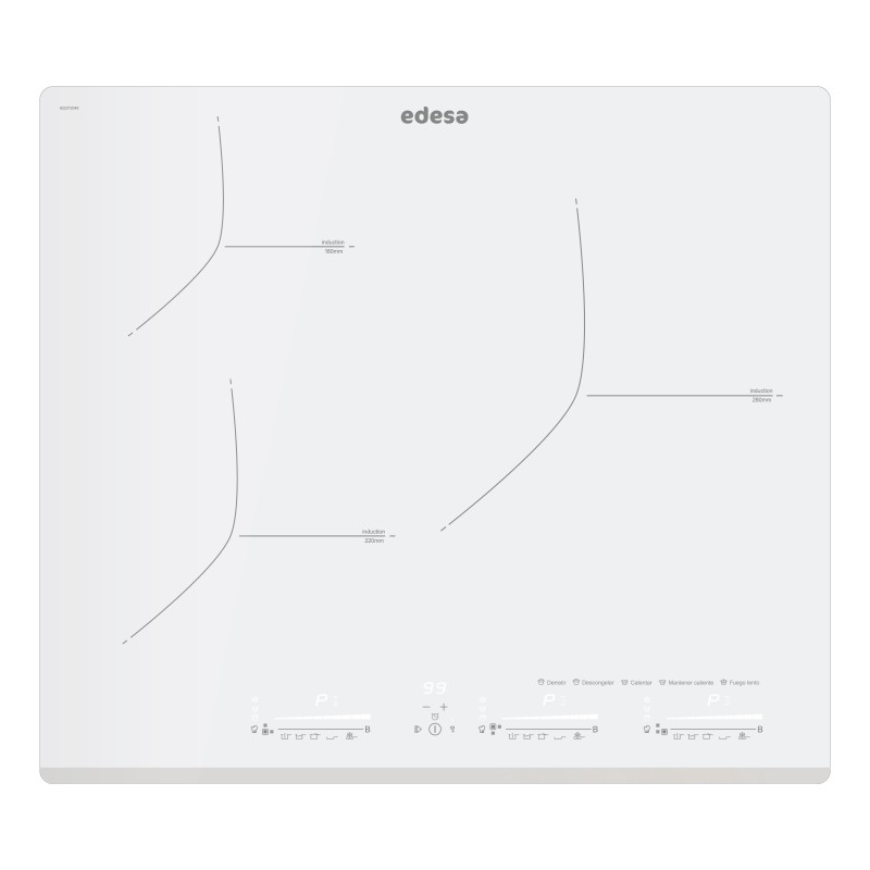Inducción Edesa EIM6328BWHC Biselado 3 Focos Panel Touch
