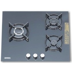 Placa Cristal Gas Rommer CG3, 3 fuegos, Crista Ner