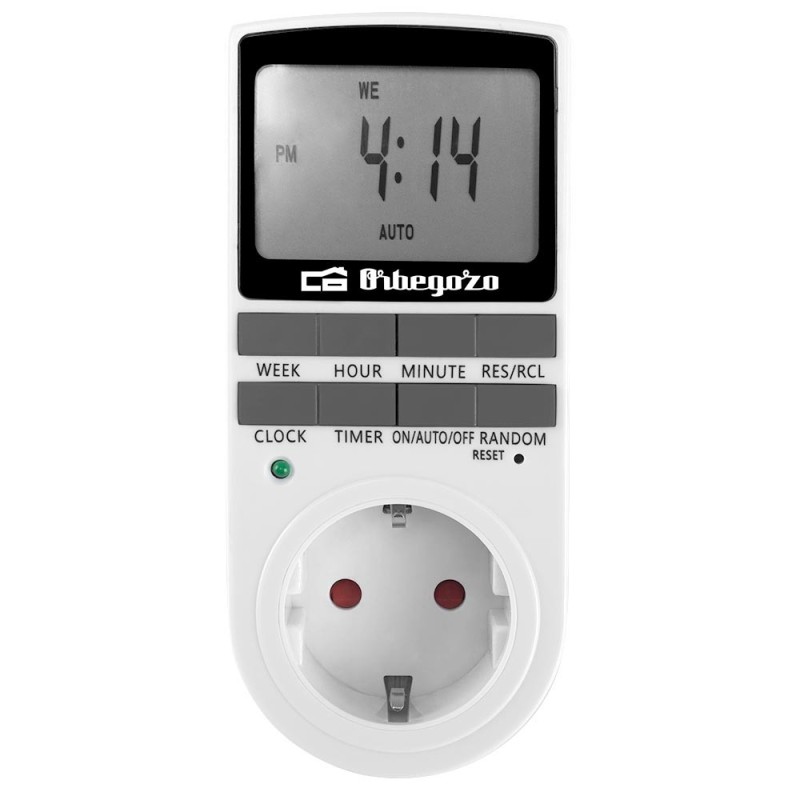 Orbegozo PG 25 contador eléctrico Negro, Blanco Programador eléctrico diario semanal