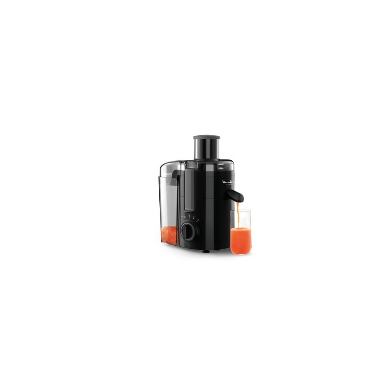 Moulinex JU370810 exprimidor Licuadora centrífuga 350 W Negro, Acero inoxidable