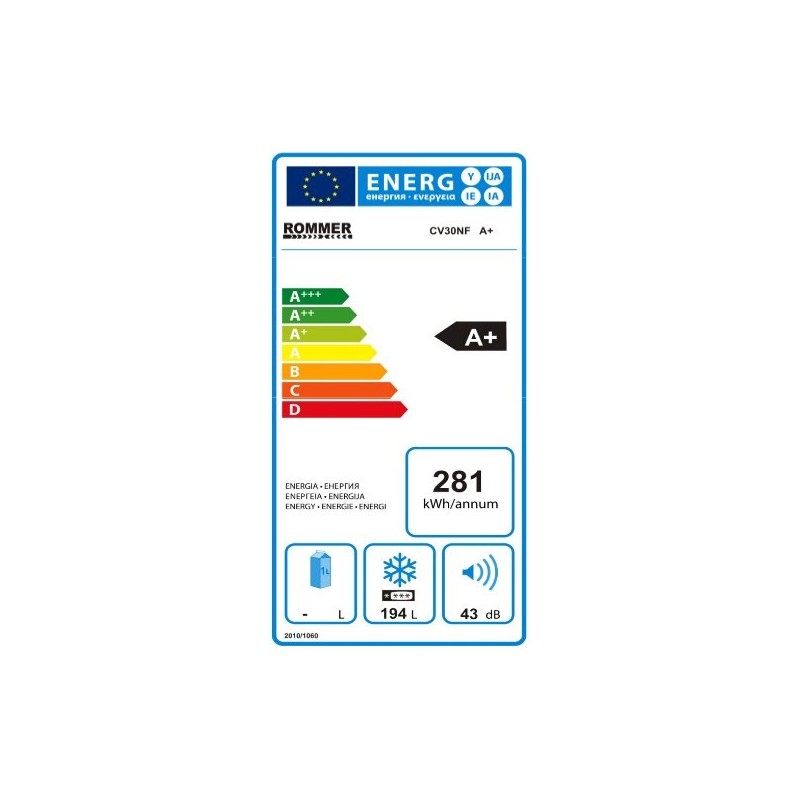 Cong Vertical Rommer CV30NFA+,  No frost, Blanco,