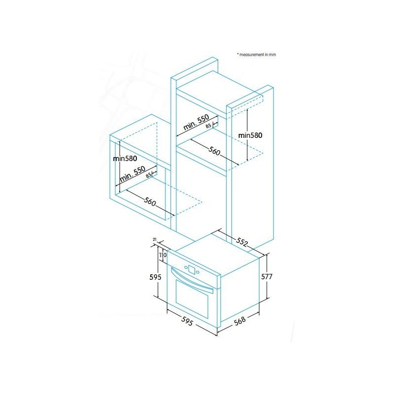 Horno indep. Edesa EOE6040X, Multifuncion de 70L.a