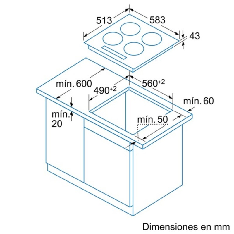 Vitro Balay 3EB715XR, 60 cm., 3 zonas, N