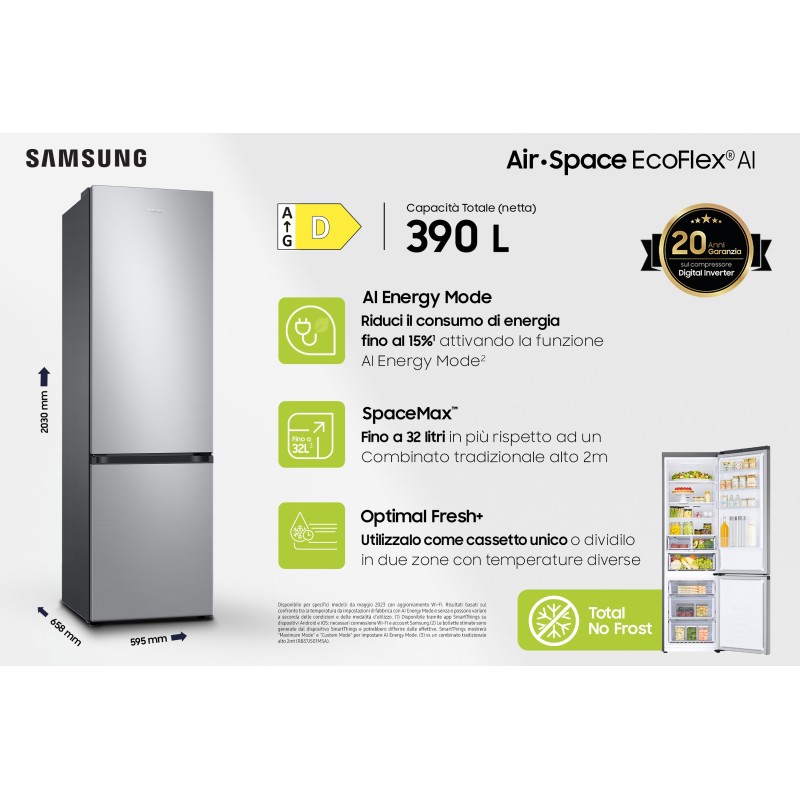 Combi Samsung RB38C603DSAEF, D, 390 Litr