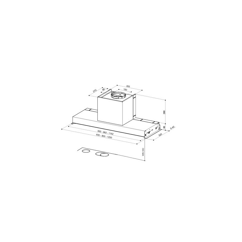 Campana Mepamsa SECRET 90 INOX, Integrab