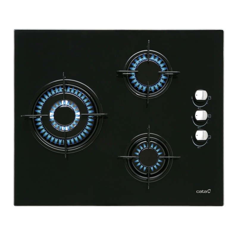 Placa Cata CIB-6021 BK, 3 quemadores de 