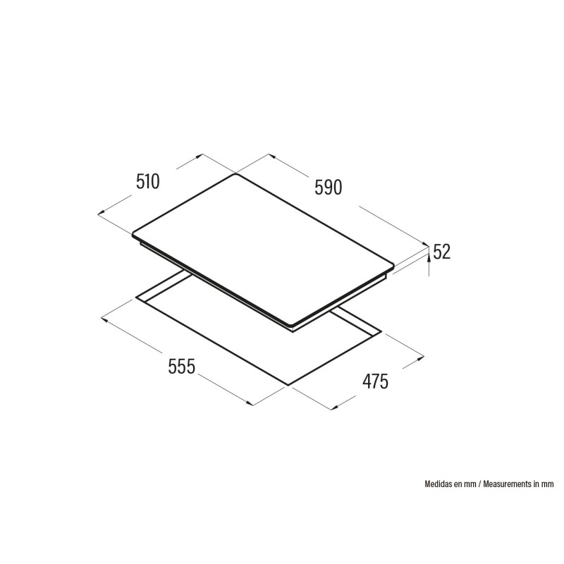 Placa Cata CIB-6021 BK, 3 quemadores de 