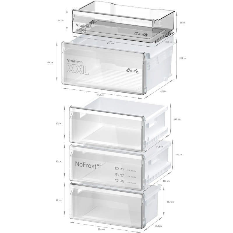 Combi Bosch KGN392XCF,  No Frost, C, Lib