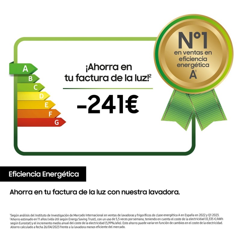 Lavadora Samsung WW90CGC04DTEEC, A -10%,