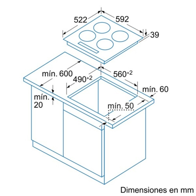 Vitro Balay 3EB715LR, 60 cm., 3 zonas, N