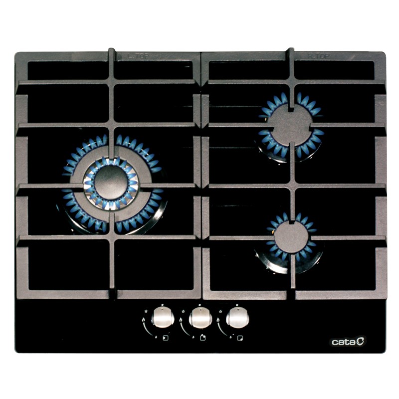 Placa Cata LCIB-6021 BK, 3 quemadores de