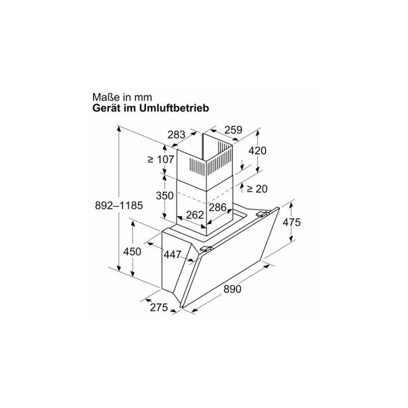 Campana Bosch DWK91LT60, Pared inclinada