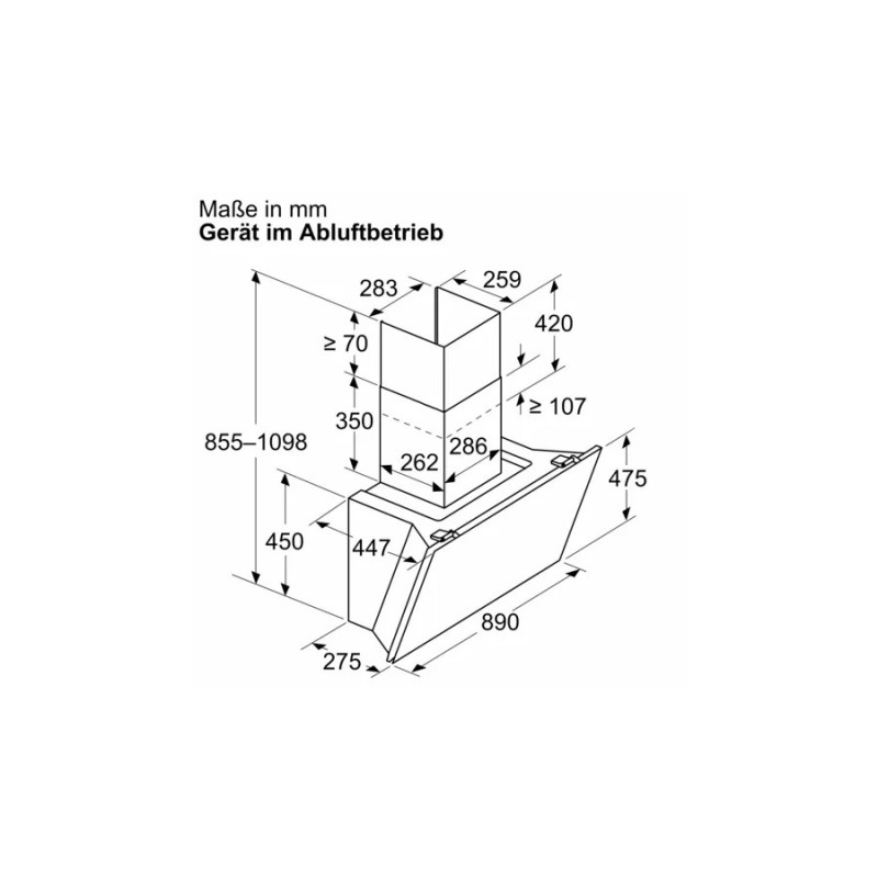 Campana Bosch DWK91LT60, Pared inclinada