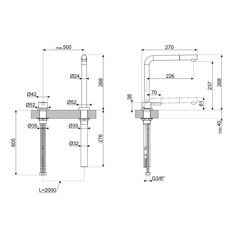 Grifo Smeg MTD5CR, monomando cromado, Ca