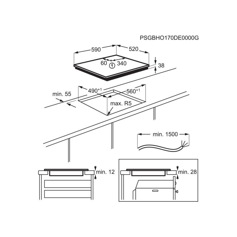 Vitro Electrolux EHF6241FOK, 4 zonas  1 