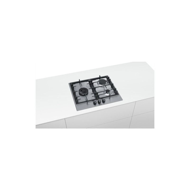 Bosch PCC6A5B90 hobs Acero inoxidable Integrado Encimera de gas 3 zona(s)