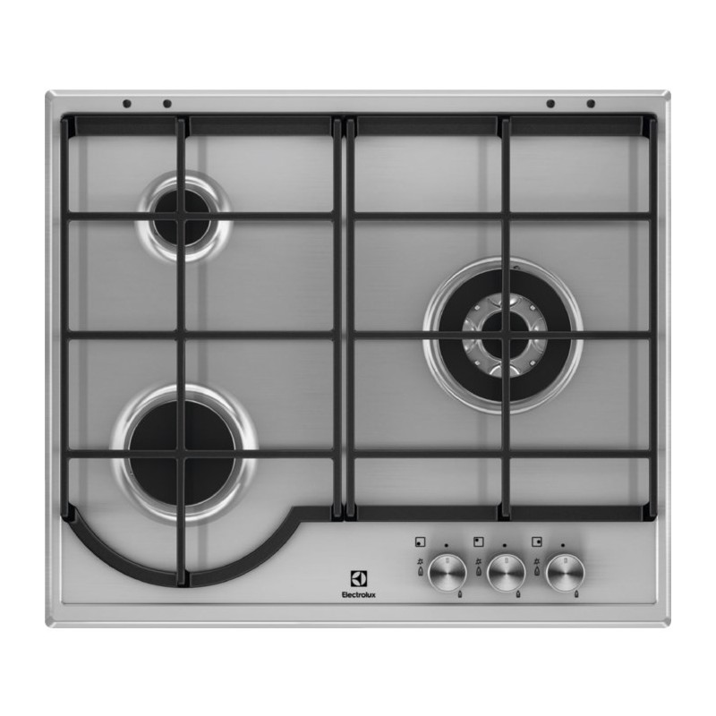 Electrolux EGH6333BOX hobs Acero inoxidable Integrado Encimera de gas 3 zona(s)