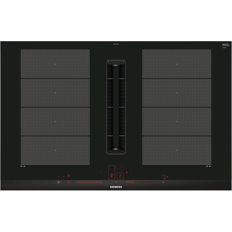 Siemens iQ700 EX875LX67E hobs Negro, Acero inoxidable Integrado 80 cm Con placa de inducción 4 zona(s)