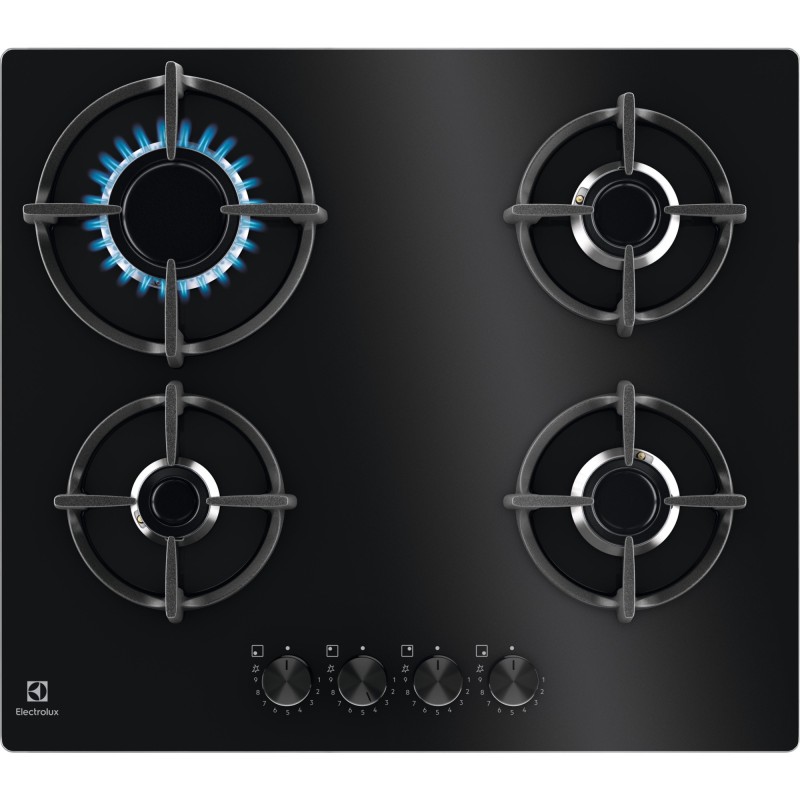 Electrolux EGG64272K hobs Negro Integrado 60 cm Placa Gas on glass 4 zona(s)
