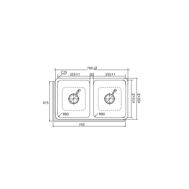 CATA CB 2 Armario de lavamanos Rectangular Acero inoxidable