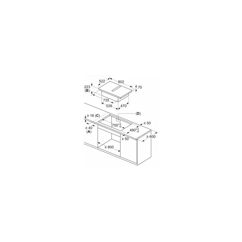 Balay 3EBC989LU hobs Negro Integrado 80 cm Con placa de inducción 3 zona(s)