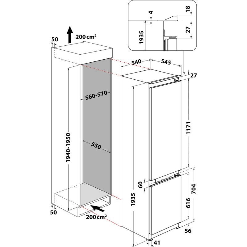 Combi INT Whirlpool ART9620A+NF, Integrable, No F.