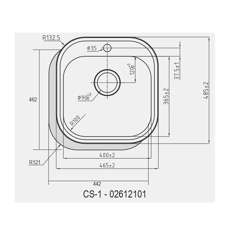 CATA CS-1 Lavabo sobre-encimera Rectangular Acero inoxidable