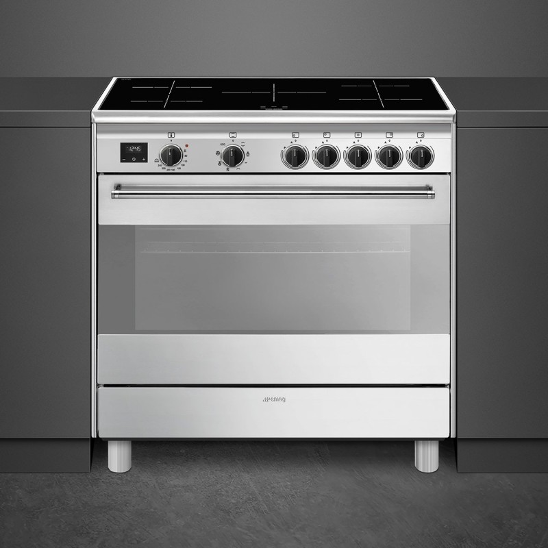 Cocina Smeg BG91IX2,  90x60 cm, Negro so