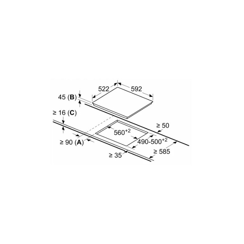 Balay 3EB764EN hobs Negro Integrado 59.2 cm Cerámico 3 zona(s)