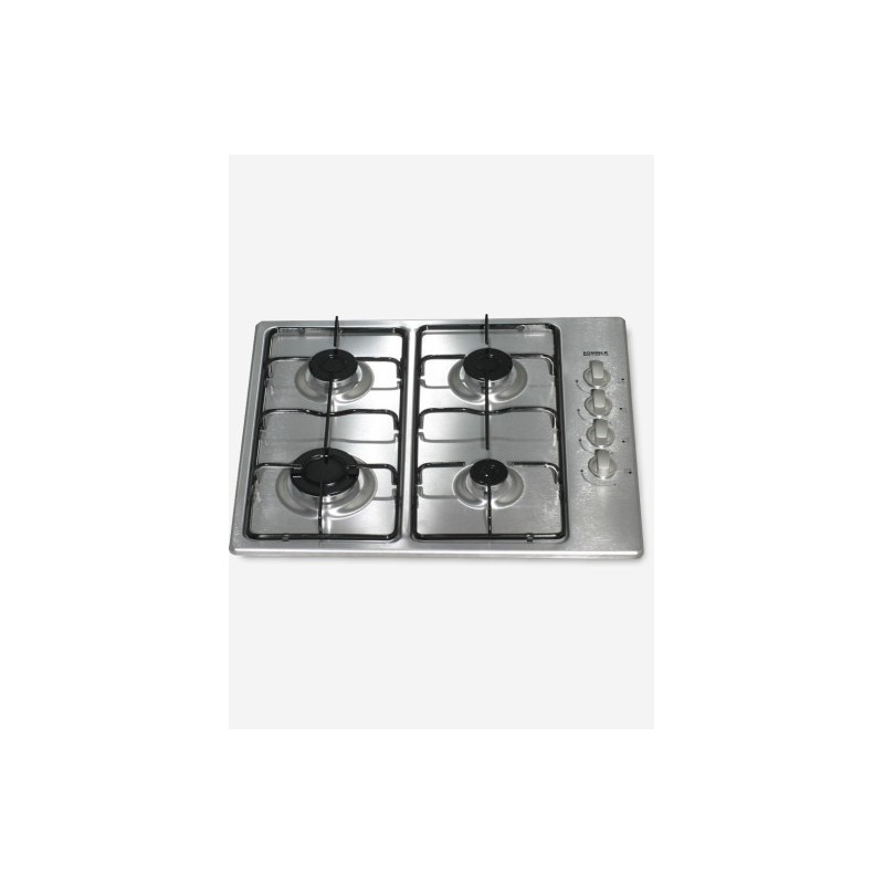 Placa gas Rommer GVH29, 4 fuegos, Acero inoxidable