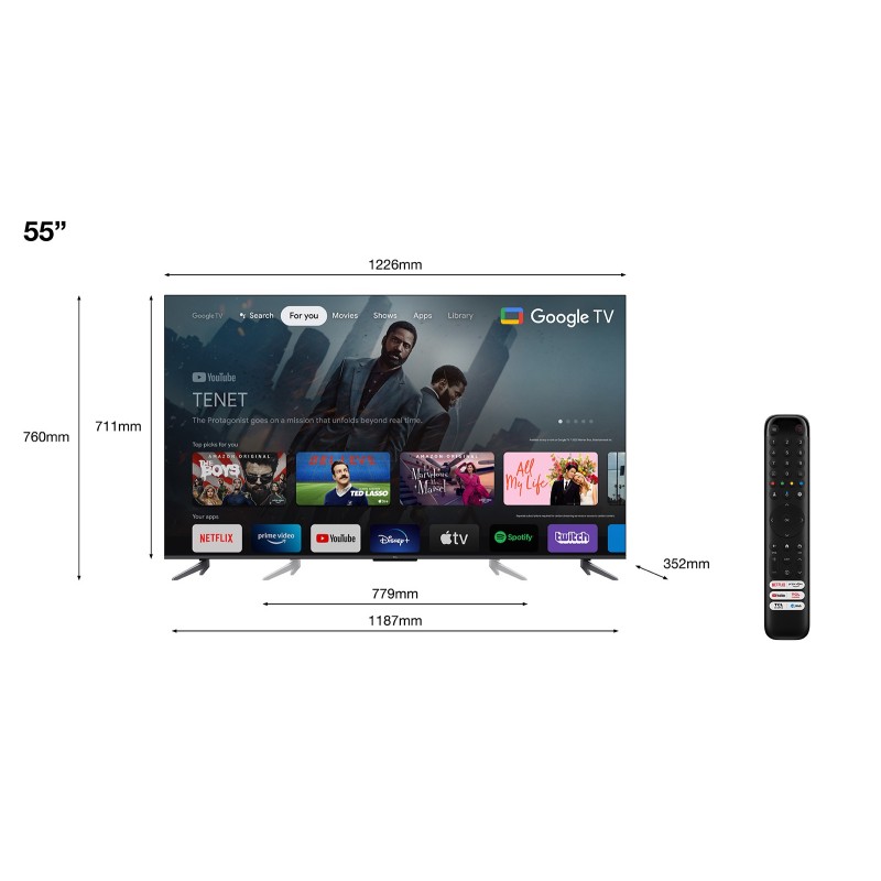 Led TCL 55C649 UHD QLED GoogleTV 50 60Hz+FRC   12t