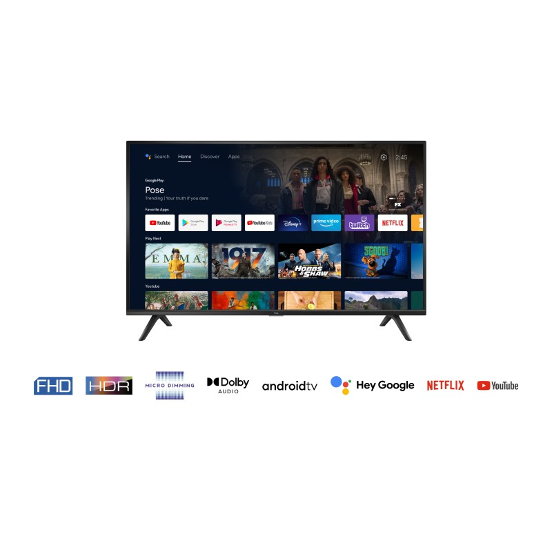 Led TCL 43S5200, 43 " HD HDR TV with Android Tv, t