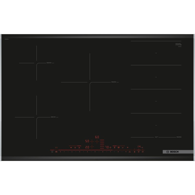 Bosch Serie 8 PXV875DV1E hobs Negro Integrado 82 cm Con placa de inducción 5 zona(s)