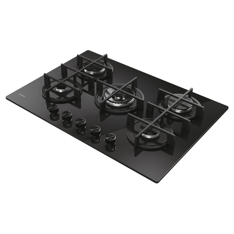 Placa Candy CVG74WTB, Gas, 75cm, 5 fuego