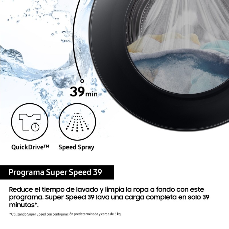 Samsung Lavadora 9kg Blanca AI Ecobubble™, Clasificación Energética A WW90DG6U85HHU3