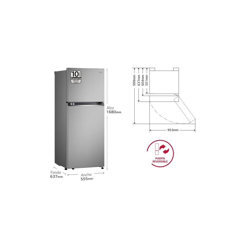 Frig 2p LG GTBV22PYGKD, 145 x 55 cm, Ino