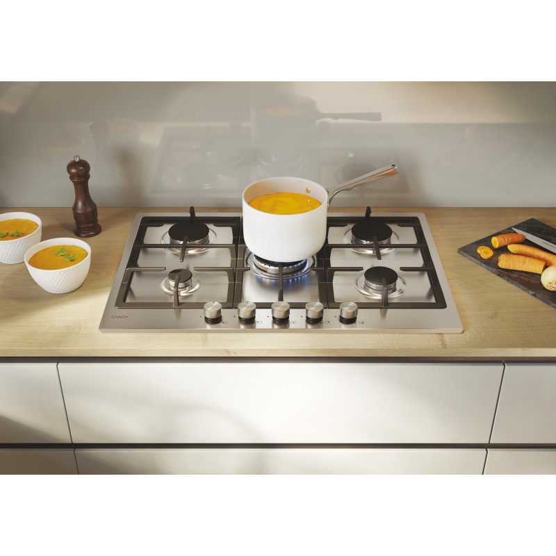 Placa Candy CHG74WTX, Gas, 75cm, 5 fuego