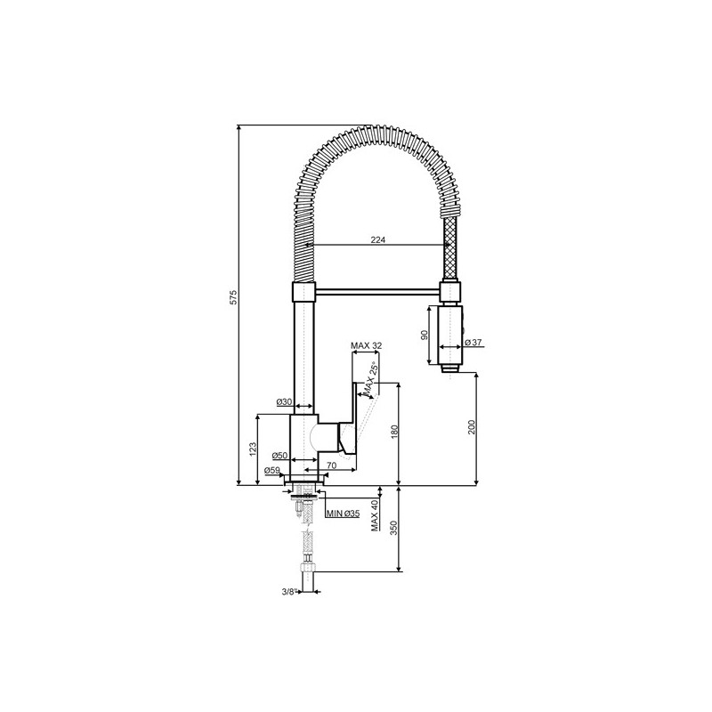 Grifo Smeg MID5CR, monomando cromado. Ca