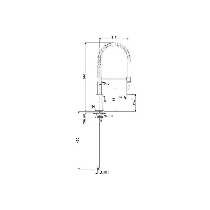 Grifo Smeg MIDR55CR, Monomando, Flexible