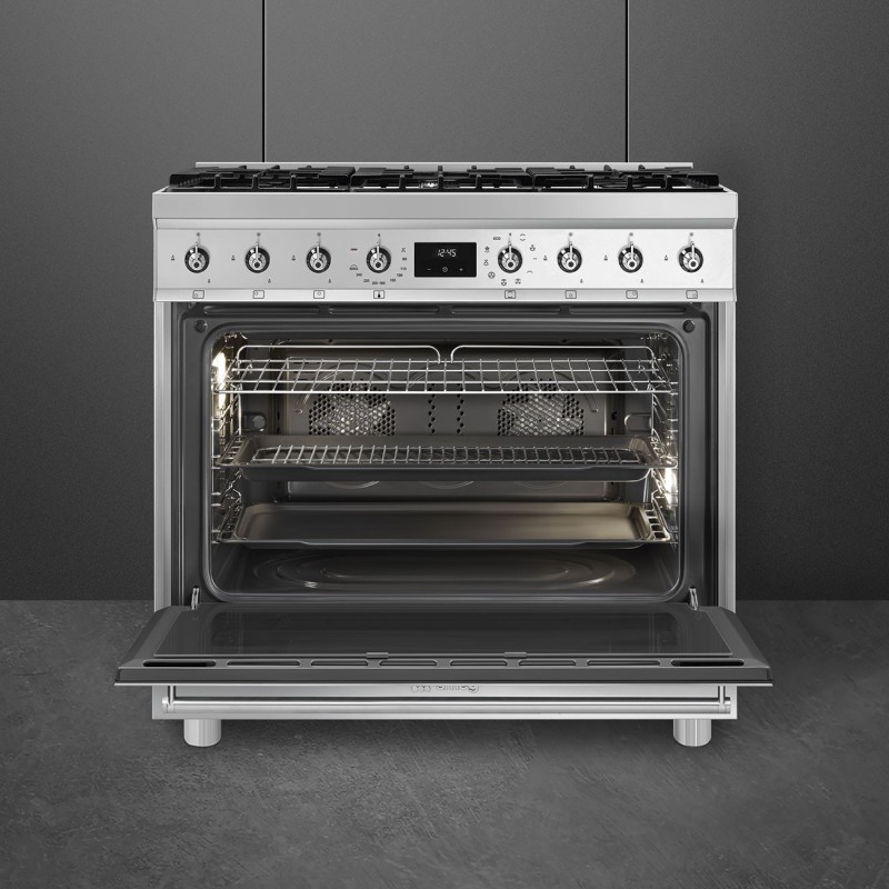 Cocina Smeg C9GMX2,  90x60 cm, Acero Ino