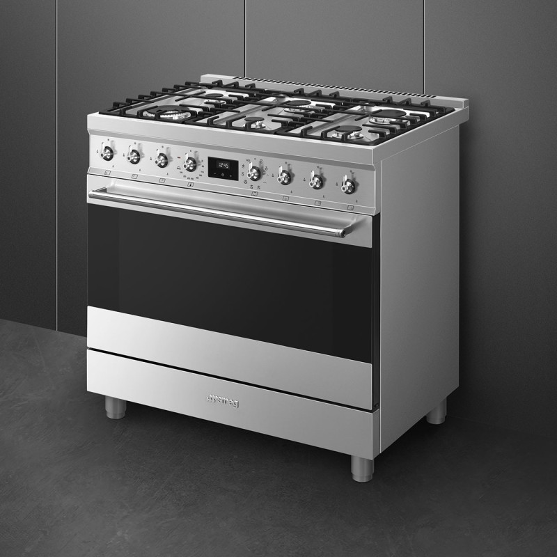Cocina Smeg C9GMX2,  90x60 cm, Acero Ino
