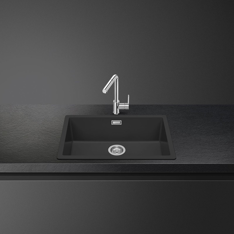 Fregadero Smeg VZP76N,  granito, 1 cubet