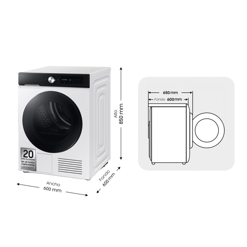 Secadora Samsung DV90DB7845GEU3, A, 9 KG