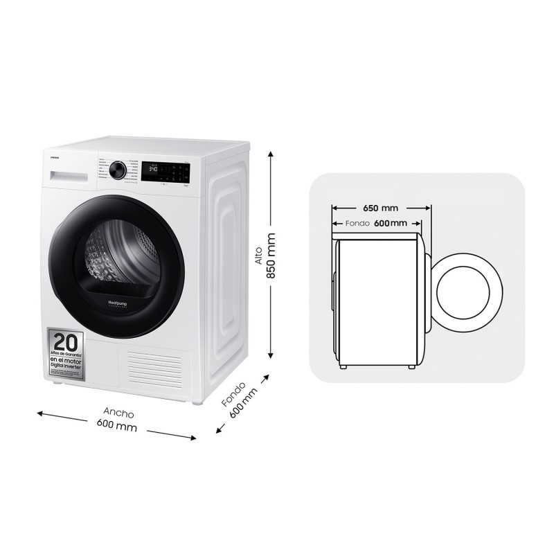 Secadora Samsung DV90DG52A0AEEC, C, 9 KG